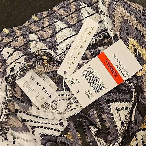 💕TRINA TURK💕 Drift Side Slit Crochet Lace Pant ~ Chevron Print XS NWT - Picture 12 of 15